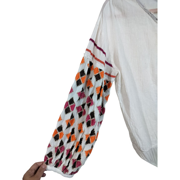 3351) Free People Embroidery Tassel Intimately Bodysuit Long Sleeve Size Medium - Picture 2 of 7